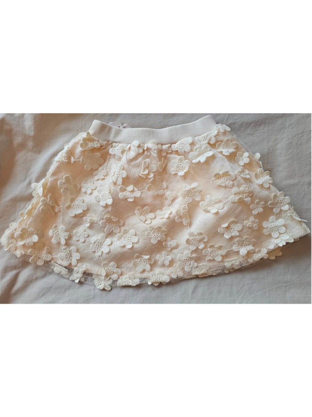 Girls Doe A Dear Floral Lace Mini Skirt Size 6 Soft Yellow